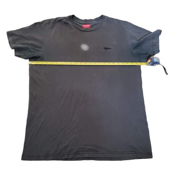 SUPREME Distressed T-Shirt Black Grey Embroidered Logo (Men's Size XL) As Is - Picture 4 of 7